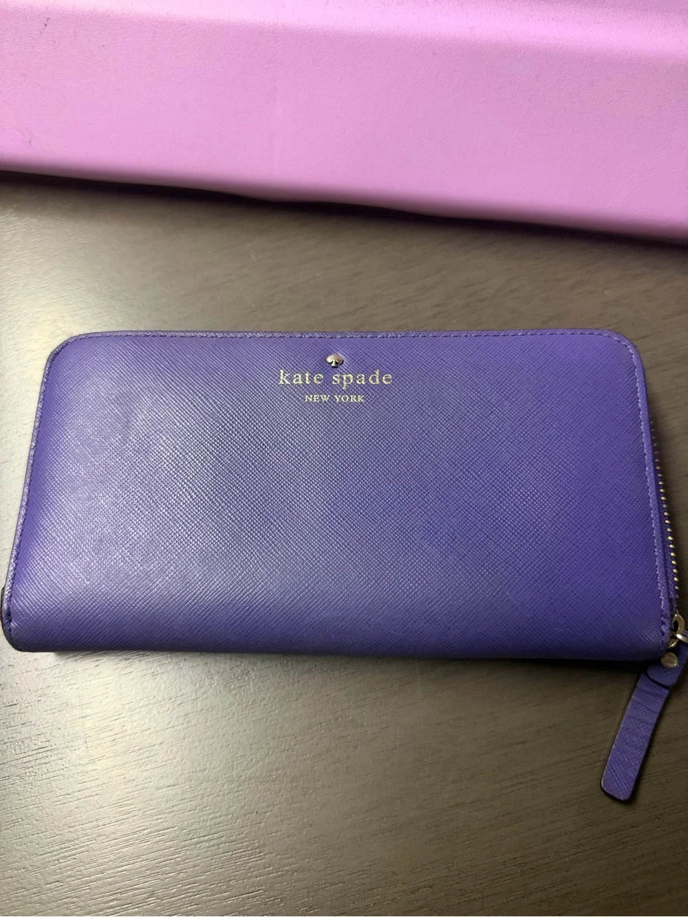 kate spade Purple Saffiano Zip Around Wallet